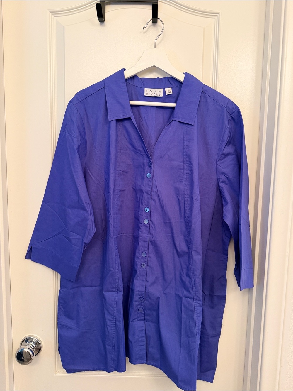 Joan Rivers Periwinkle Collared Button-Front Shirt - Picture 2 of 3